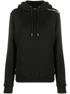 Paco Rabanne Black Hoodie with White Shoulder Logo Large